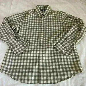 DANIEL CREMIEUX Men's Size Large Button Shirt Tan And Red Plaid Casual Cotton
